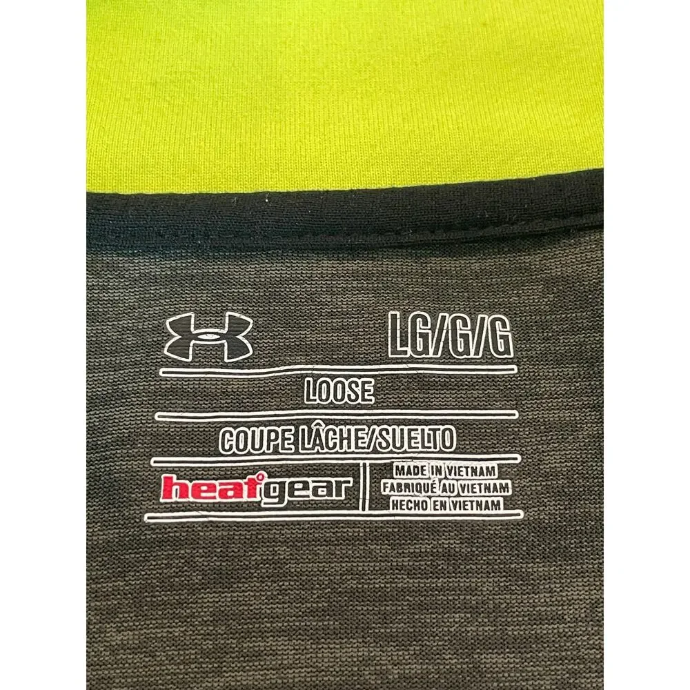 Under Armour Green and Neon 1/4 zip long sleeve Heat Gear Large - Picture 3 of 9
